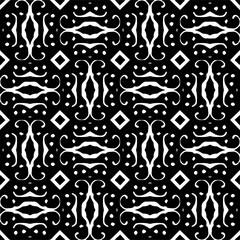 Vector pattern in ornamental style. Black and white color. Simple all over print block for apparel textile, ladies dress, fashion garment, digital wall paper.

