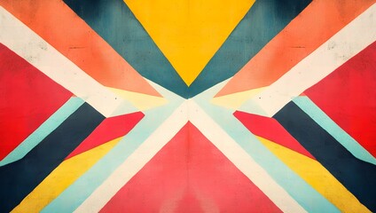 Fototapeta premium Vibrant Geometric Wall Art Abstract Colorful Paint Design Background Texture