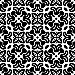 Vector pattern in ornamental style. Black and white color. Simple all over print block for apparel textile, ladies dress, fashion garment, digital wall paper.
