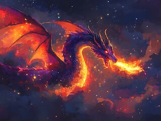 Fiery Dragon Soars in Cosmic Nebula