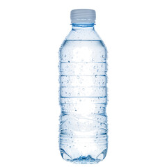 Fototapeta premium Freshly Filled Blue Plastic Water Bottle with Water Droplets
