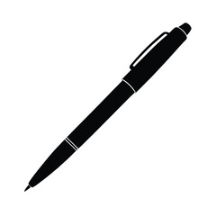 Elegant ballpoint pen silhouette creating a professional writing tool image on white