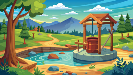 landscape with a house and lake