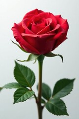 A striking red rose isolated on white Perfect for greeting cards , blossom, nature photography