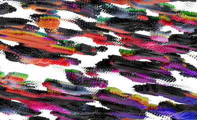 Abstract Colorful 3D Cube Blocks Digital Art