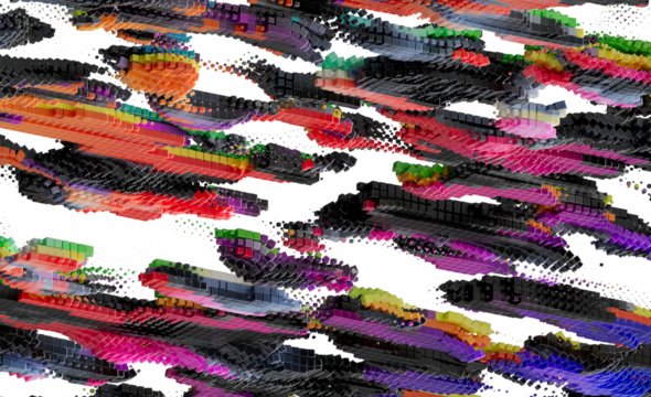 Abstract Colorful 3D Cube Blocks Digital Art