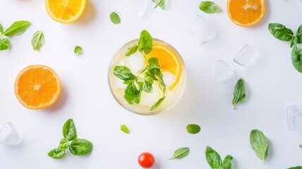 Healthy Eating Layout with Fresh Salad Ingredients