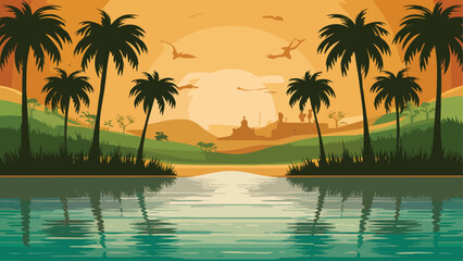 palm trees at sunset