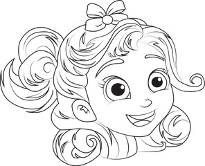 Cute girl line art design