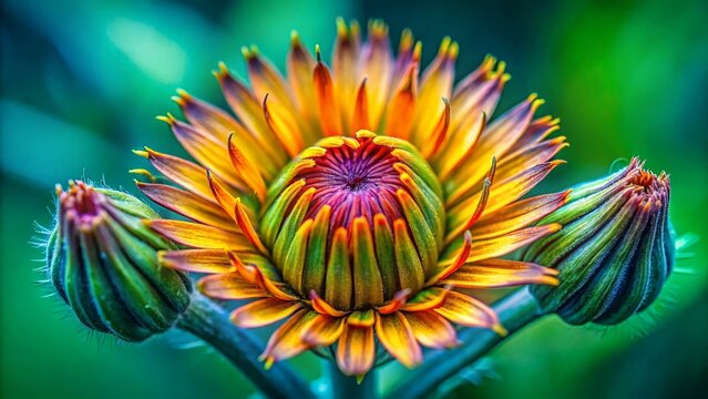 Close-Up of Stinking Hawksbeard Wildflower Bud - Detailed Macro Photography