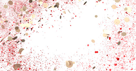 Obraz premium Festive confetti burst, ideal for celebratory designs. Red, gold, and white.