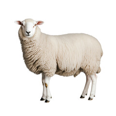 Fototapeta premium A fluffy sheep isolated on a transparent background, perfect for agricultural designs, farm related visuals, and animal themed projects