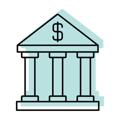 Bank  color shadow thinline icon, vector, pixel perfect, illustrator file 
