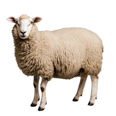 Fototapeta premium A fluffy sheep isolated on a transparent background, perfect for agricultural designs, farm related visuals, and animal themed projects