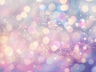 Obraz premium A soft, dreamy background featuring colorful bokeh lights in pastel shades, creating a whimsical and enchanting atmosphere.