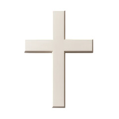 simple white cross with soft drop shadow, symbolizing faith and spirituality. This minimalist design can be used in various religious contexts and artistic expressions