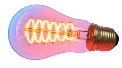 3D Illustration Glowing Light Bulb Filament Energy Electricity Power Innovation Idea Bright