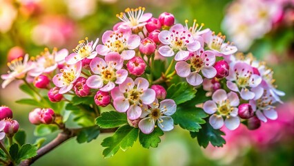 Close-up Russian Hawthorn Blossoms, Early Spring Colorado - Stock Photo
