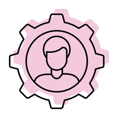 Employee Management color shadow thinline icon, vector, pixel perfect, illustrator file 
