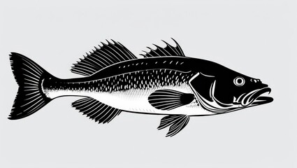 Fototapeta premium black and white garouper fish vector