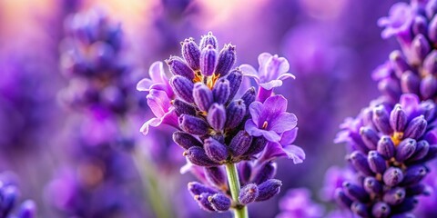 Obraz premium Macro Photography: Blossoming Lavender Flower, Purple Blooms, Detailed Texture, Spring, Nature