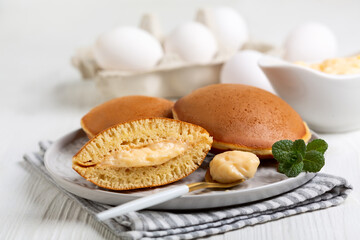 Japanese dorayaki pancakes with custard.