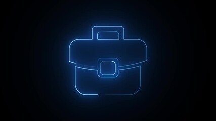 abstract neon effect glowing bag icon animation with black background.