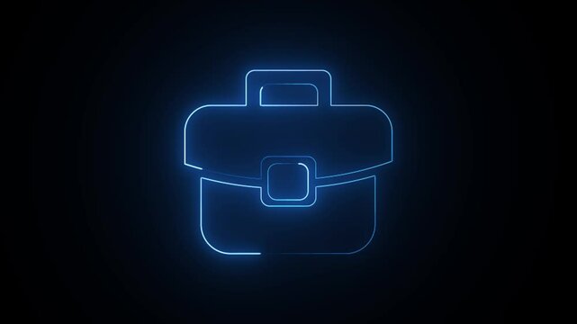 abstract neon effect glowing bag icon animation with black background.