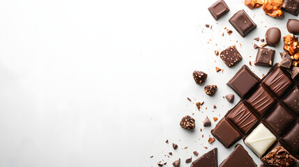 Photo of a variety of chocolates on a white background
