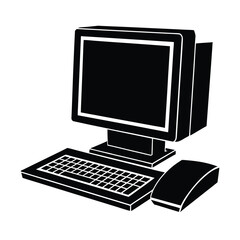Fototapeta premium Clear desktop computer vector image illustrating modern technology for efficient office work on white