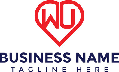 WU and heart vector logo icon