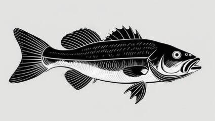 Fototapeta premium grouper black and white illustration