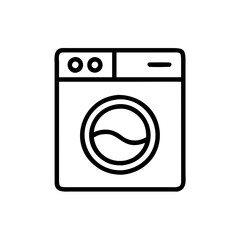Washing machine icon in simple black line design