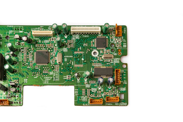 Electronic board with radio components, connectors, slots and processor chip from an electronic...