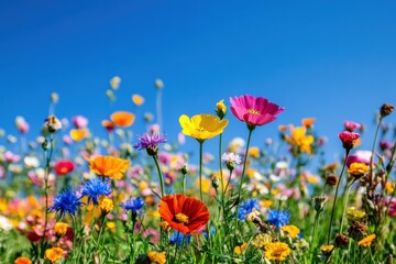 Bright blooms in a lush meadow showcasing vibrant colors during spring, ideal for nature lovers and outdoor photography enthusiasts seeking captivating floral imagery