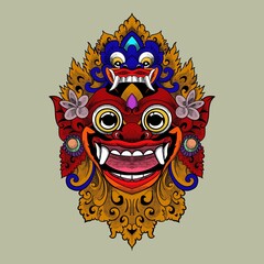 Obraz premium Balinese red barong art digital