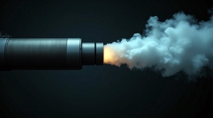 Industrial pipe emitting dense smoke and fiery glow against a dark backdrop. Powerful imagery!