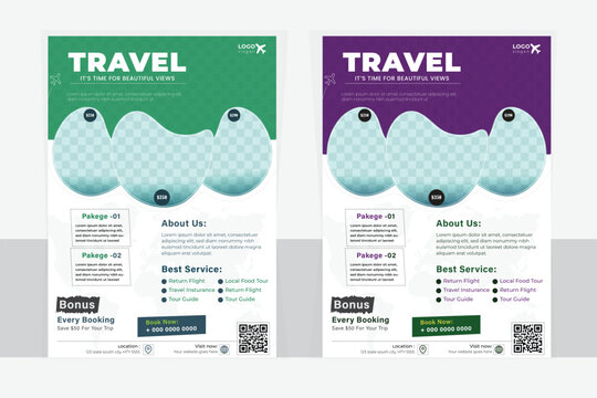 Modern clean & creative travel flyer and holiday social media business flayer templates.