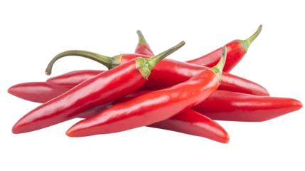 Fototapete A spicy transparent delight, A vibrant display of fresh red chili peppers on a png image © Lucianastudio