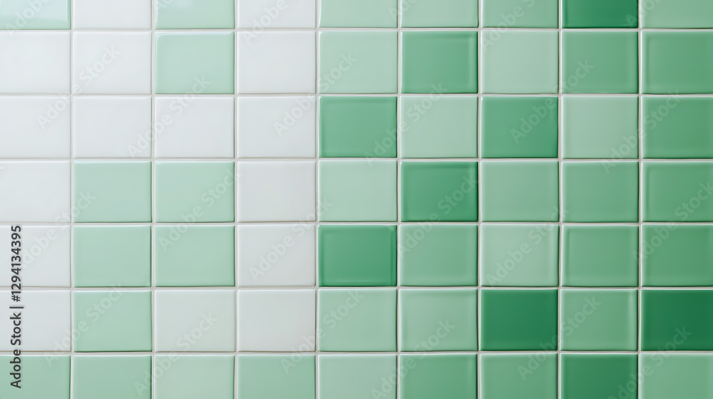 Poster tile pattern with white and green squares creating a gradient effect. minimalist design for backdrop