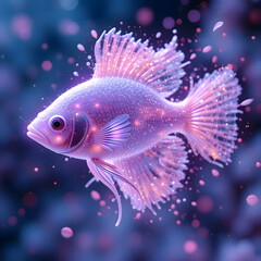 Fototapeta premium Enchanted Pink Purple Betta Fish in a Mystical Underwater Realm