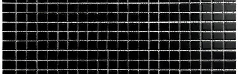 Panorama of Black mosaic wall tile pattern and seamless background , isolated on white background,  , copy space for text,