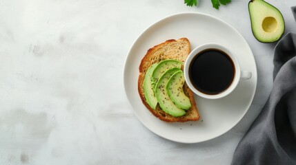 Balanced Breakfast with Avocado Toast and Coffee - Standard