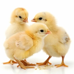 Fototapeta premium hen chicks with white background