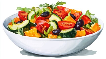 Vibrant Summer Vegetable Salad in White Bowl