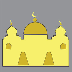 mosque icon vector muslim arabic yellow gold flat style