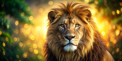 Fototapeta premium Majestic Lion Portrait with Bokeh Background - Wildlife Photography