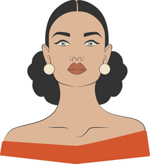 Pop art pinup girl illustration. Retro color style comic glamour colorful lady. Portrait of pop art woman pin-up