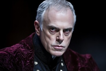 Obraz premium Intense Actor Stage Portrait Dark Background