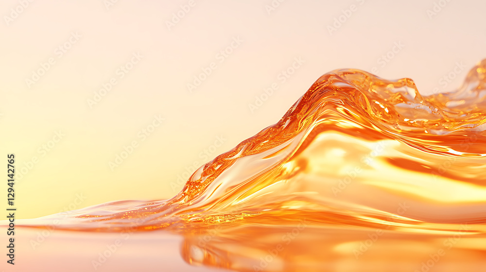 Aufkleber liquid motion: abstract splash of golden fluid against a soft gradient backdrop. dynamic flow and li